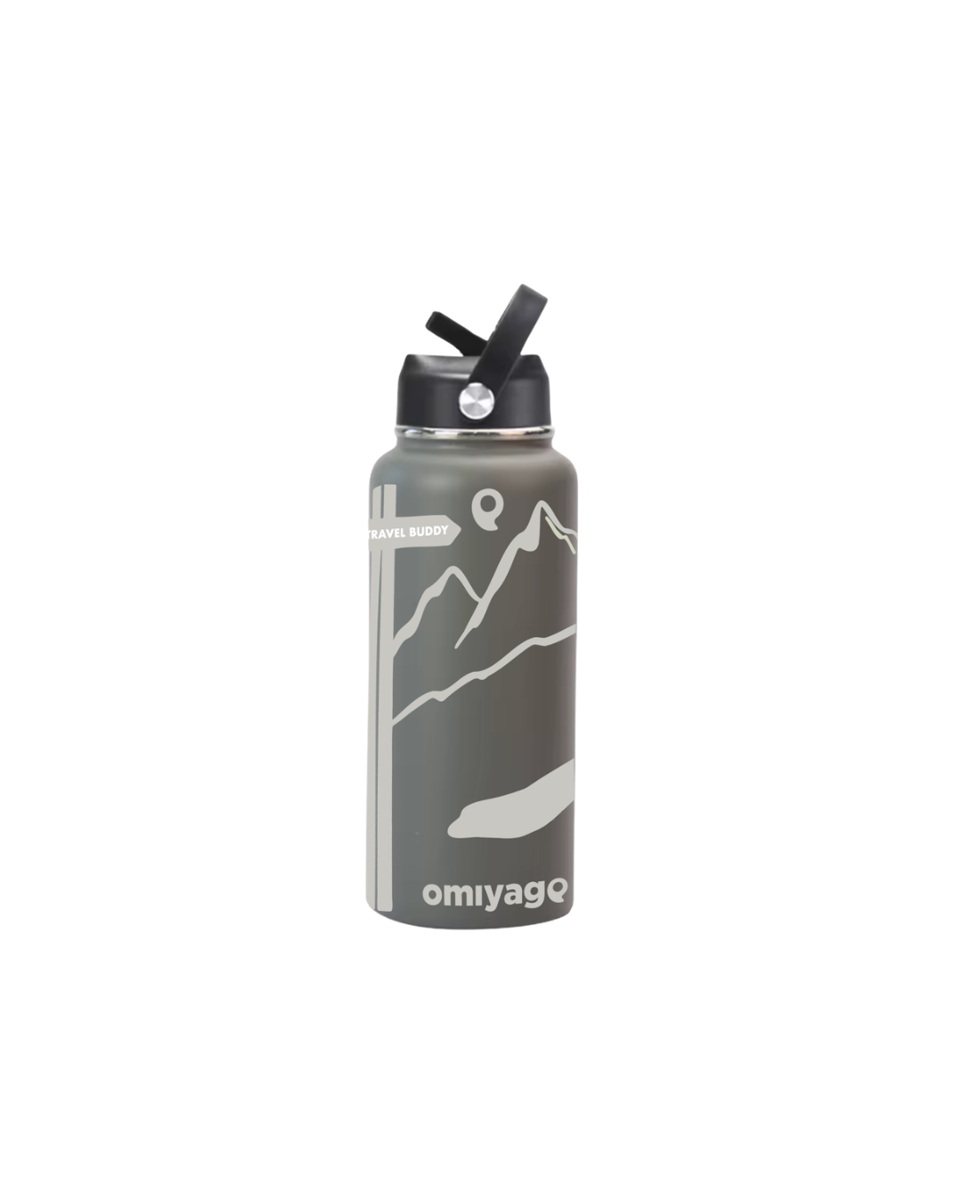 Termo de Viaje Personalizable 900ml – | Gris Grafito | Acero inoxidable Mantiene 24h Frío / 12h Caliente |Incluye Stickers