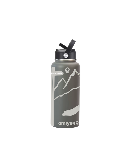 Termo de Viaje Personalizable 900ml – | Gris Grafito | Acero inoxidable Mantiene 24h Frío / 12h Caliente |Incluye Stickers