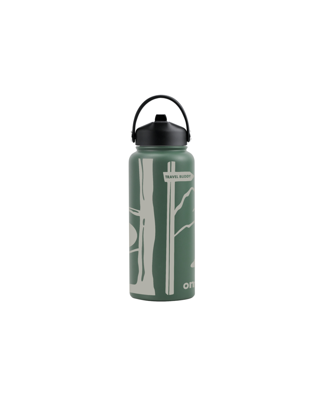 Termo de Viaje Personalizable 900ml – | Verde Musgo | Acero inoxidable Mantiene 24h Frío / 12h Caliente |Incluye Stickers