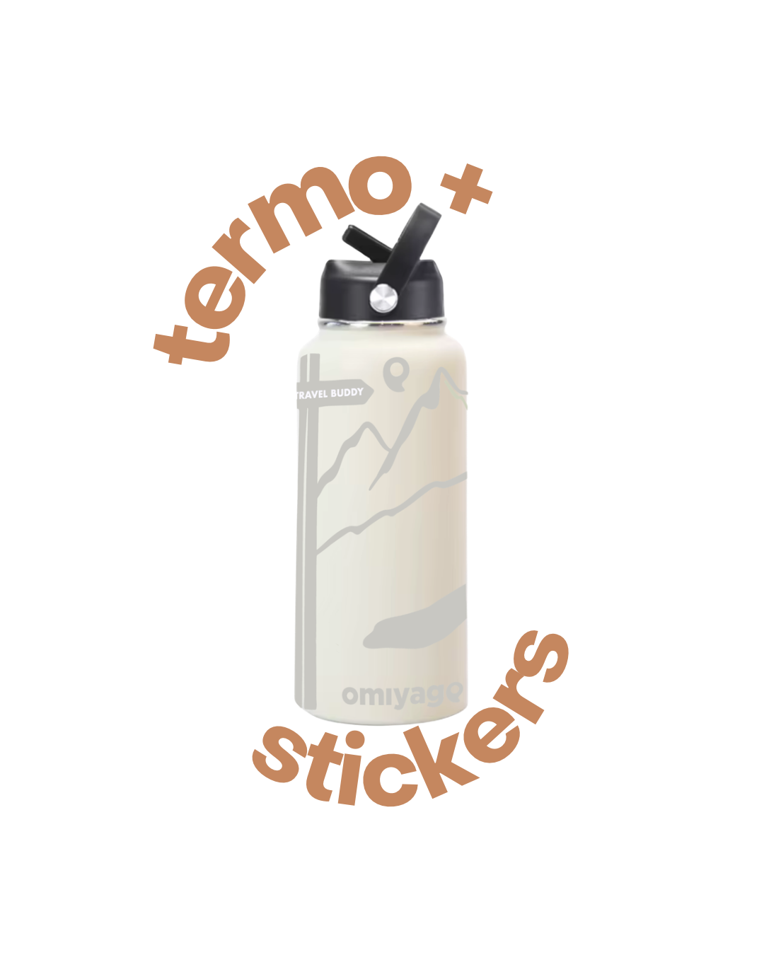 Termo de Viaje Personalizable 900ml – | Ivory | Acero inoxidable Mantiene 24h Frío / 12h Caliente |Incluye Stickers