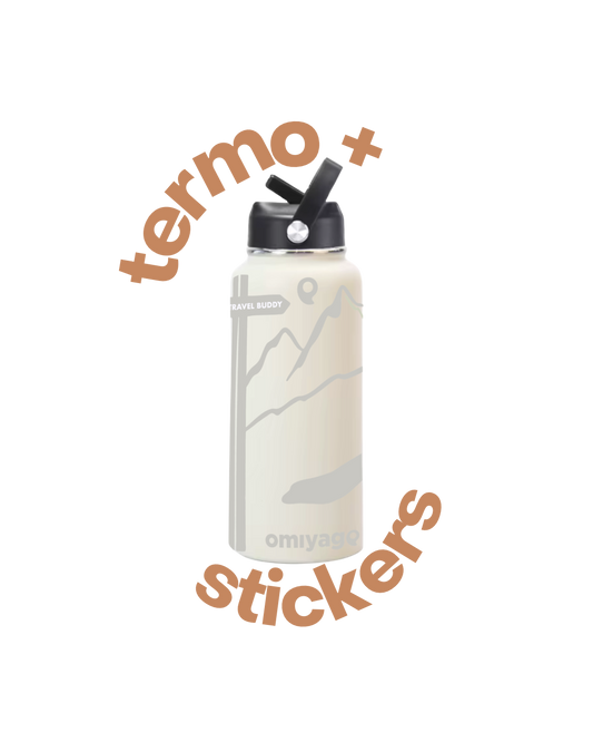 Termo de Viaje Personalizable 900ml – | Ivory | Acero inoxidable Mantiene 24h Frío / 12h Caliente |Incluye Stickers