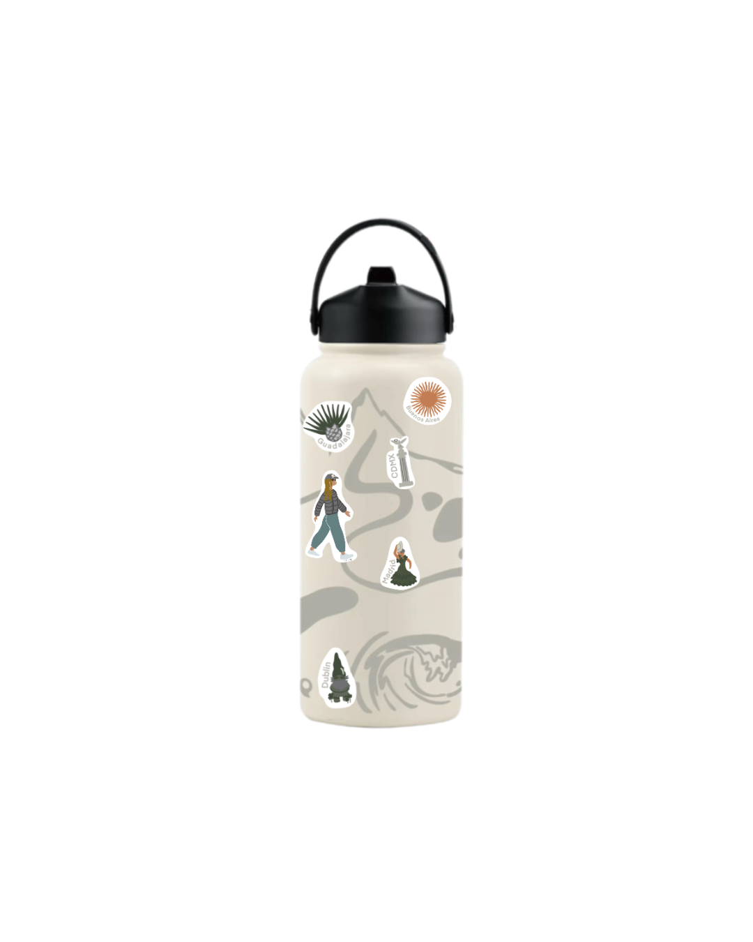 Termo de Viaje Personalizable 900ml – | Ivory | Acero inoxidable Mantiene 24h Frío / 12h Caliente |Incluye Stickers